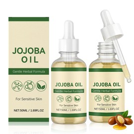 2PC Aceite de Jojoba Puro Prensado en Frío con Gotero ，Multifuncional Aceite Facial,Vegano, No Grasosa, Hidratación y Nutrición Natural, para Piel, Cabello y Uñas (50 ml)