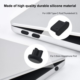 10PCS Dust Cover Port Plugs for MacBook Air 13" M2 M1 /MacBook Air 15.3" /MacBook Pro 13" M2 M1 /MacBook Pro 14" 16" M3 M2 M1, Dust Plug for USB C Thunderbolt,3.5mm Headphone & 2PCS Webcam Cover Slide
