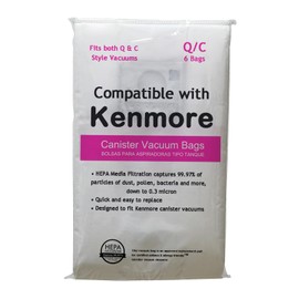 6 Pack 53292 Type Q HEPA Replacement Dust Bags for Kenmore Canister Vacuum 81214, 81414, 81614, 81615, 81714, 21814, BC7005, BC3005, BC2005, Fit for Kenmore 600/400/200 series vacuum