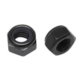 50Pcs M6 x 1.0mm Hex Lock Nuts Carbon Steel Nylon Insert Self-Locking Nuts for Fasteners, Black