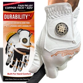 Copper Tech Adv 2.0 Golf Gloves Men Right Handed Golfer & Left Handed Golfer | Joint Support Copper Compression Mens Golf Glove | Tear Resistant Durability and Tacky Grip for Max Control