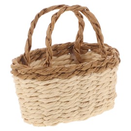 Totority Mini Storage Basket Miniature House Decor Dollhouse Fruit Basket Mini Basket Handle Dollhouse Kitchen Basket Miniature Basket Adorn Mini Rattan Basket Picnic Basket Coffee Raffia