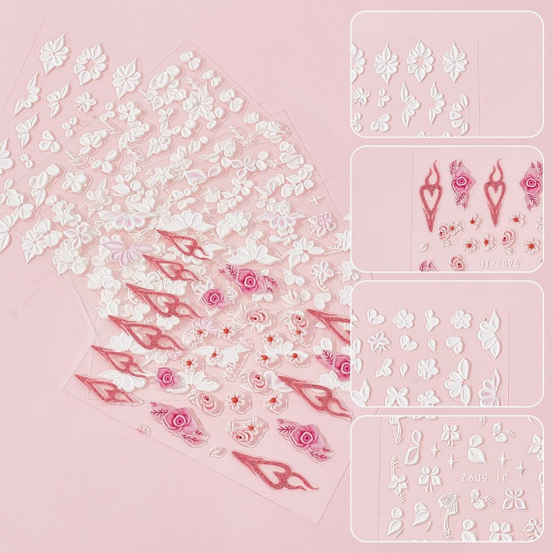 NICENEEDED Nagelsticker Mit 5D Prägung Und n Florale Maniküre Aufkleber