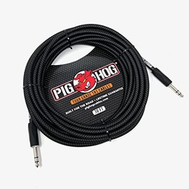Pig Hog PTRS30BK Vintage Series Black Woven Tour Grade Balanced TRS 1/4" Connectors High Performance Instrument Cable 30-Feet Build for The Road