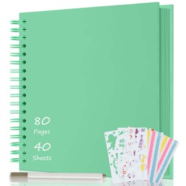 AIOR DIY Photo Album, 24 x 24 cm, DIY Scrapbook, 80 Pages Photo Albums for Gluing, Photo Book, Guest Book for Baby Family, Anniversary, Birthday, Wedding Gift (Green)