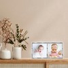 4x4 Double Silver Metal Picture Frame with Bamboo Design