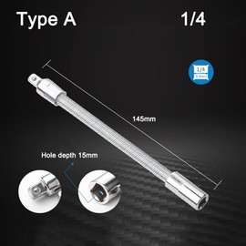 Omninmo 1-Piece Wrench Sleeve Extension Rod, 1/4 Socket Wrenches Drive Head, Bendable Flexible Socket Extension Bar Shaft