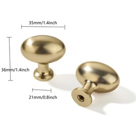 khtumeware 10 Pack 1-3/8 inch(35mm) Champagne Bronze Cabinet Knobs Egg Knobs Satin Brass Oval Drawer Knobs Kitchen Cabinet Hardware Zinc Knobs for Dresser Drawers