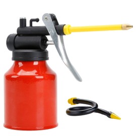 250ml Hand Oil Can, Pump Oiler Can with 2 Spouts Straight & Flexible