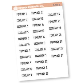 Dates of the Month Planner Stickers and Labels | FC8 | B-387-B - B-392-B (February)