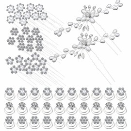 62 Pieces Wedding Bridal Hair Pins Hair Accessories Pearl Flower Bride Hair Pins Rhinestone Crystal Twisters Spiral Coil U Shape Bobby Pin for Women Girls Brides Bridesmaids Wedding Party