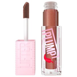 Maybelline Lifter Plump Brillo Labial Voluminizador, Maquillaje para Labios con Efecto Relleno Instantáneo, Fórmula con Chile y Maxi-Lip, Acabado Brillante, Tono Cocoa Zing, 5.4 ml