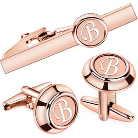 AMITER 2 inch Tie Clips for Mens Skinny Tie in Rose Gold Color, Initial Tie Bar& Pin for Necktie,Matching White Black Blue Color at Wedding Day,Gift for Boy, Small, metal