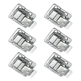 Vintage Toggle Hasp Latches Retro Style Buckle Lock Clasp Antique Hasps with Mounting Screws Used for Jewelry Box Ordinary Box Gift Box Wooden Case Cabinet Toolbox 6Pcs Square (Silver)