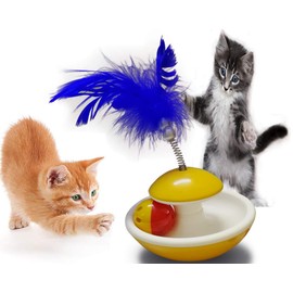 Briller Cat Tumbler Interactive Cat Toys PetSafe Indoor Tumbler Cat favourite Ball Toys for Cats of All Ages with Yellow Color