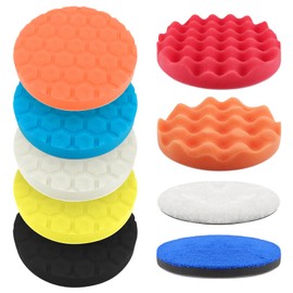 DXLing 9-Piece Polishing Sponge Polishing Pads 150 mm Car Polishing Pads Set Honeycomb Polishing Sponges Waves Polishing Sponges Pads Car Polishing Pad for Eccentric Polishing Machine Grinding Machine