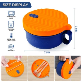 RORBAM Ramen Cooker,Microwave Ramen Bowl,Ramen Noodle Bowl 48 oz, College Dorm Room Essentials for Girls for Boys, Apartment Essentials, BPA-Free. (orange)