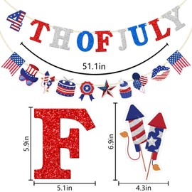 4th of July Banner, Independence Day Party Decor, American Flag Patriotic Party Decor, Fourth of July Decorations, Red White Blue