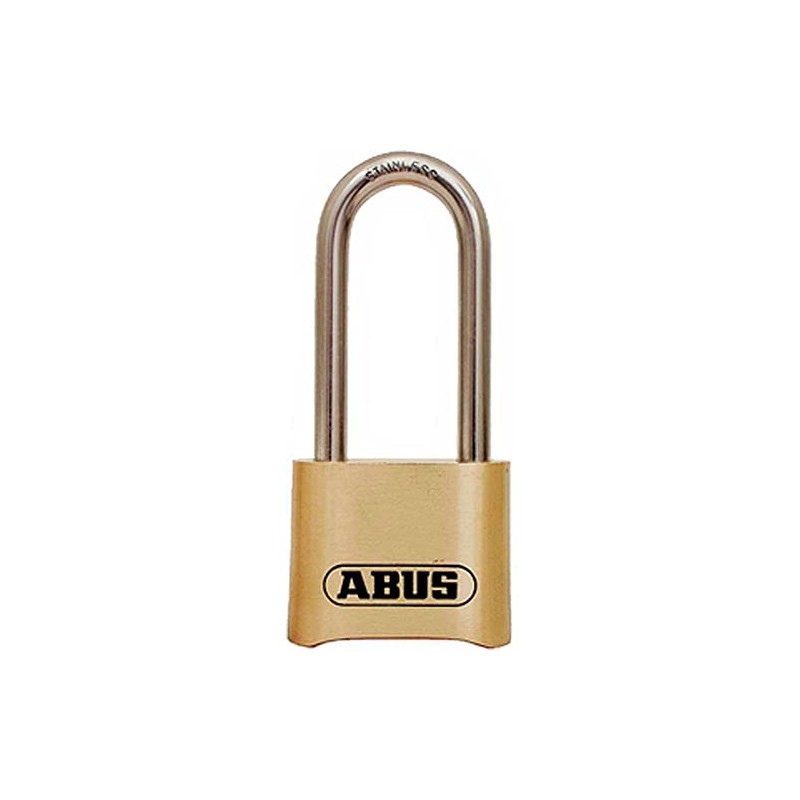 ABUS 180/50 Solid Brass Combination Padlock, Long Stainless Steel Shackle