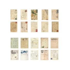 Vintage Journaling Scrapbooking Material Paper Pack Postcard Postmark Report Retro Style DIY Supplies for Scrapbook Journal Planner Agenda Letter Envelope Card Paperwork
