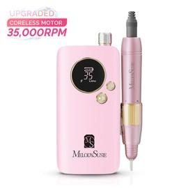 MelodySusie Portable Nail Drill 30000 RPM,SM200F Professional Rechargeable Electric Nail File,Cordless Nail E File for Acrylic Nails Gel Polishing Removing,Efile Nail Kit for Manicure Salon Home,White - Color: SM200F PLUS- PINK