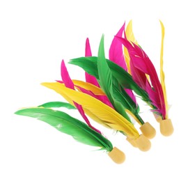 Kisangel Pack of 6 Longhair Board Badminton Badminton Birds Badminton Equipment Automatic Rebound Badminton Badminton Ball Shuttlecock Kicking Cricket Tennis Ball Badminton Birdies Jianzi Rubber