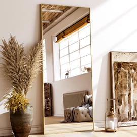 XRAMFY 23"x 68" Rectangular Full-Length Mirror with Frame, Large Wall-Mounted or Leaning Floor Mirror for Bedroom, Entryway, and Living Room Décor, Modern Dressing Mirror for Home, Gold