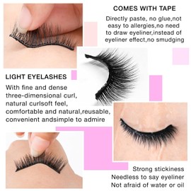 5 Pairs Pack Self Adhesive Eyelashes False Lashes Natural Look Lash Extensions Reuseable Waterproof Wispy Fluffy Lashes Self Adhesive Lashes with Tweezer, lengthen Eyelashes
