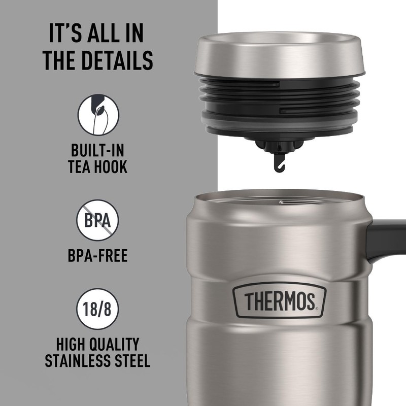 THERMOS Stainless King - Taza de viaje aislada al vacío,