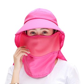 Outdoor UPF 50+ UV Sun Protection Waterproof Breathable Face Neck Flap Cover Folding Sun Hat for Men/Women (US, Alpha, Medium, Rose red)