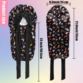 IJRPLM Kids Long Hair Bonnet for Sleeping,Silk Bonnet for Kids with Tie Band,Kids Satin Bonnet for Braid Curly Hair,for Aged 3-12 Kids(Black-Butterfly)