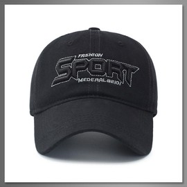 Buzz Selection Cap247 Sports Cap, Embroidered Letters, Logo, Simple Design, Sports, Men's, Women's, Black