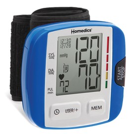 HoMedics Blood Pressure Monitor, Automatic Wrist Blood Pressure Machine with Easy One-Touch Operation, Stores up to 30 Readings for 2 Users, Attached Blood Pressure Cuff and Storage Case Included