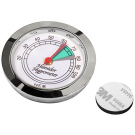 Medium Round Analog Hygrometer Humidity Gauge for Humidors - Color: Chrome