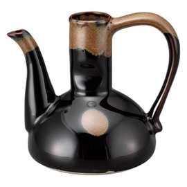 Tenmoku Kin Nagashi Long Neck Bottle [4.5 x 5.1 inches (11.5 x 13 cm), 14.5 fl oz (420 cc)] | Sake Tanker | Direct Fire