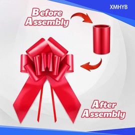 Big Car Bow 30 inch, Giant Huge Birthday Red Gift Bow for Car, with 2 Suction Cups Christmas Tree Topper Decor (Red)