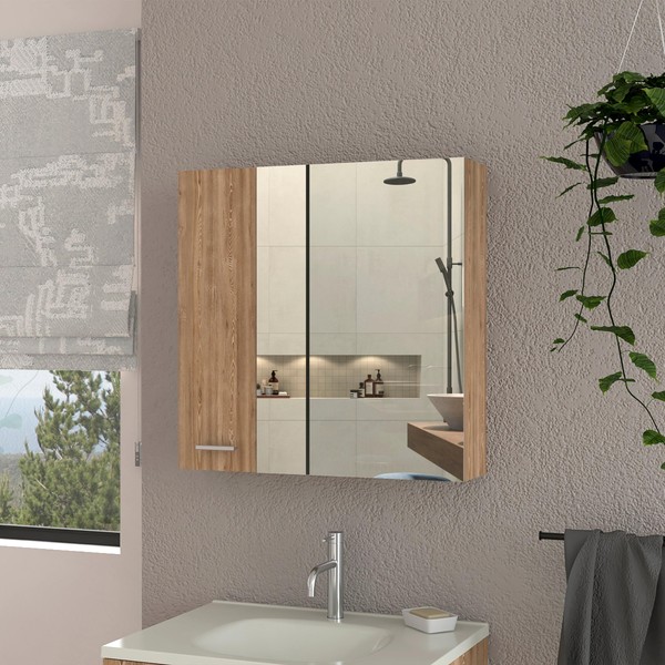 espidoo Double Door Medicine Cabinet: Modern Wall-Mounted Mirror with 4