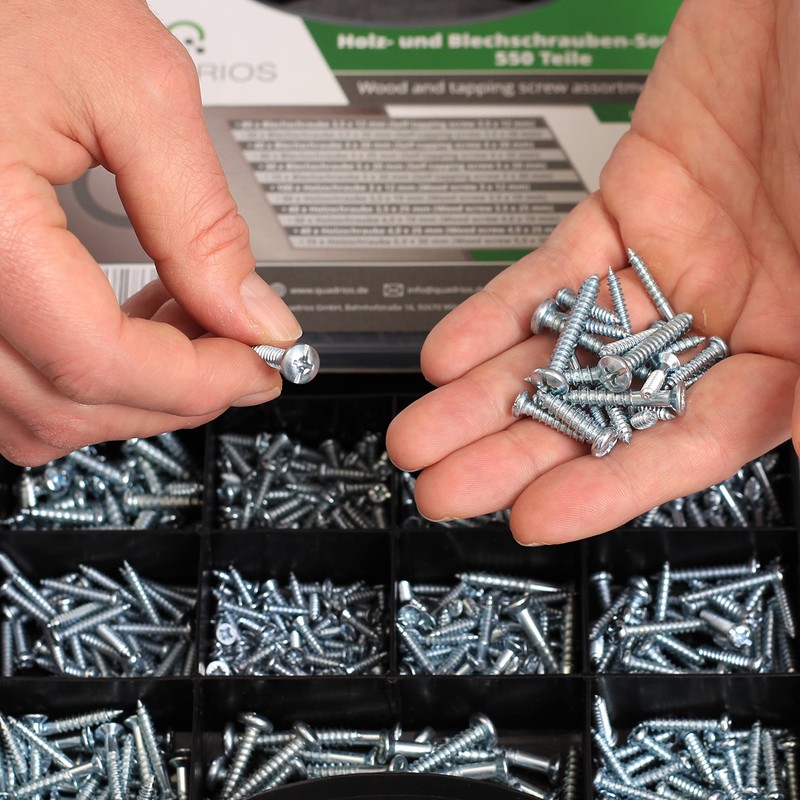 Wood and Sheet Metal Screws Assortment 550 Pieces Assorted Steel