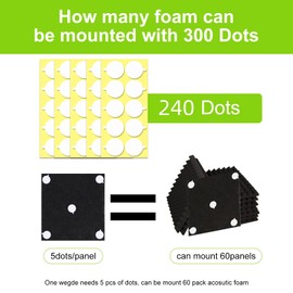 ERAESYAT 240Pcs Acoustic Foam Panels Tape, Removable Mounting Tape for Wall Double Sided Strong Adhesive Sound proofing Transparent Putty Clear Sticker Heavy Duty 1inch Round (240)