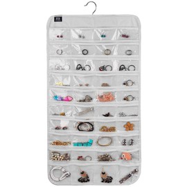 BB Brotrade Hanging Jewelry Organizer,Accessories Organizer,80 Pocket Organizer for Holding Jewelries (White)