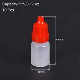 sourcing map Plastic Dropper Bottles, 5ml/0.17 oz Empty Squeezable Dropper Bottle with Cap, Red, Pack of 10
