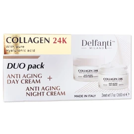 Delfanti • COLLAGEN 24K • Anti-Aging DUO pack • Day Cream jar PLUS Night Cream jar• Face, Neck and Décolleté Moisturizers with pure Hyaluronic Acid • Made in Italy
