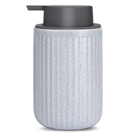 LALA DOLCE Foam Dispenser - Hand Pump Dispenser Beige Foaming Soap Dispenser Ceramic Dish Liquid Dispenser for Kitchen Bathroom Hand Wash Bottle (13.5oz/400ml Blue)