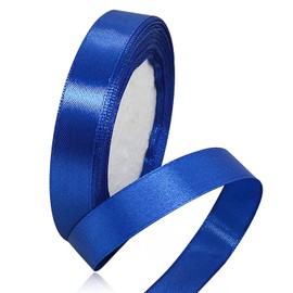 Royal Blue Satin Ribbon 5/8 Inches x 25 Yards, Solid Color Fabric Ribbon for Gift Wrapping, Crafts, Hair Bows Making, Wreath, Wedding Party Decoration and Sewing Projects