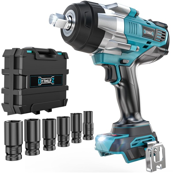 Cordless Impact Wrench 1/2" Compatible with Makita 18v Battery, 1700