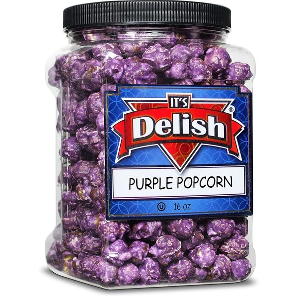 Gourmet Purple Grape Flavored Popcorn by It's Delish, 16 Oz Jumbo Container