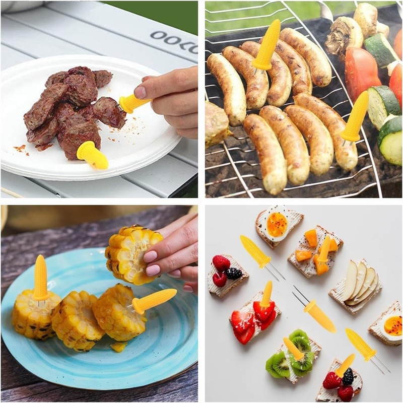 Stainless Steel Corn Holders With Storage Box, 20Pcs Corn on