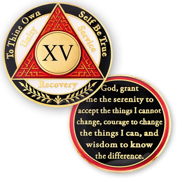 15 Year AA Medallions Sobriety Coin - Alcoholics Anonymous Chips