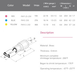 HKS 100PCS Female Spade Connector Blue 16-14 AWG - Heat Shrink Electrical Quick Disconnect Wire Connectors Kit - Tinned Red Copper - Automotive Marine Crimp Connectors - Waterproof and Insulated