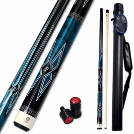 Collapsar CXL400 Pool Cue with 1X1 Hard Case,Low Deflection Shaft 13mm Black Tip Billiard Ques Sticks,58" 2-Pieces 20 oz Professional Pool Stick Set